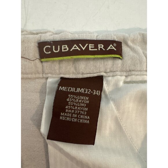 Cubavera Men Pants Sz M Ivory Linen/Rayon Drawstring Beachy Resort Cruise Casual - Picture 6 of 12